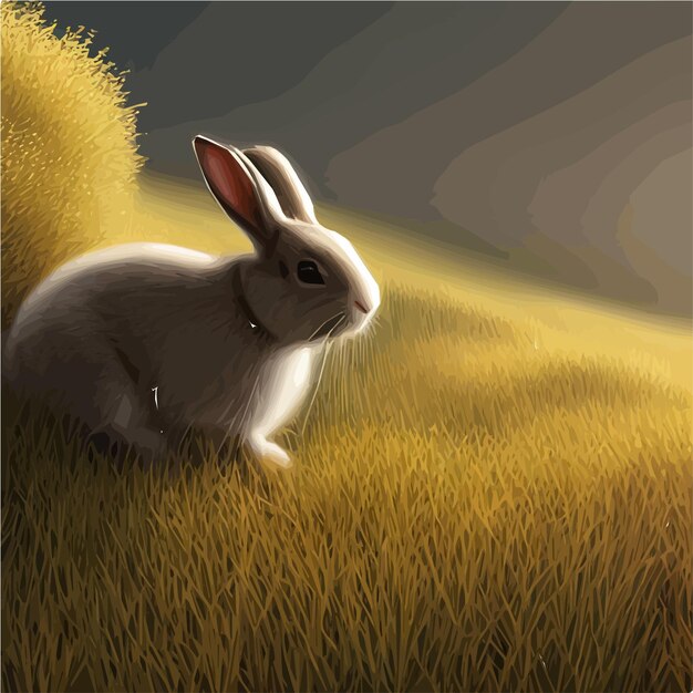 Милый маленький кролик на Пасху весенний праздник Вектор весенний праздник Пасхальный пейзаж Дикая природа лесопарк луг