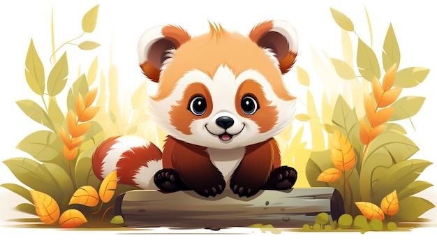 a cute little Red Panda in vector style