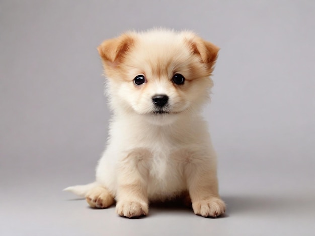 白い背景の可愛い小さなリトリーバー犬