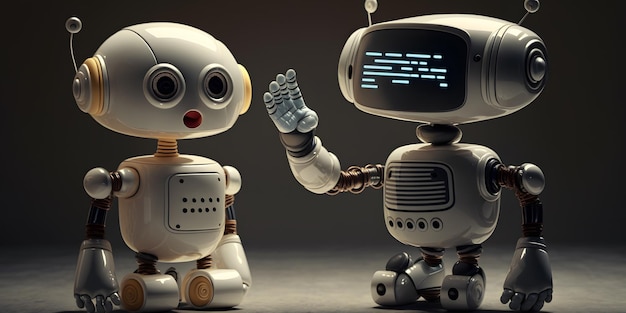 cute little robots system Artificial intelligence Chatgpt Chatbot AI technology intelligent robot