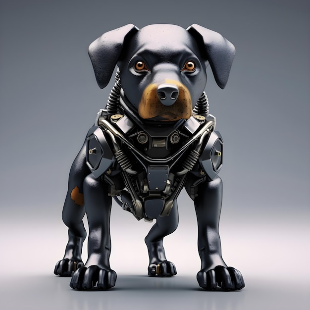 Cute little Rottweiler dog metal robot