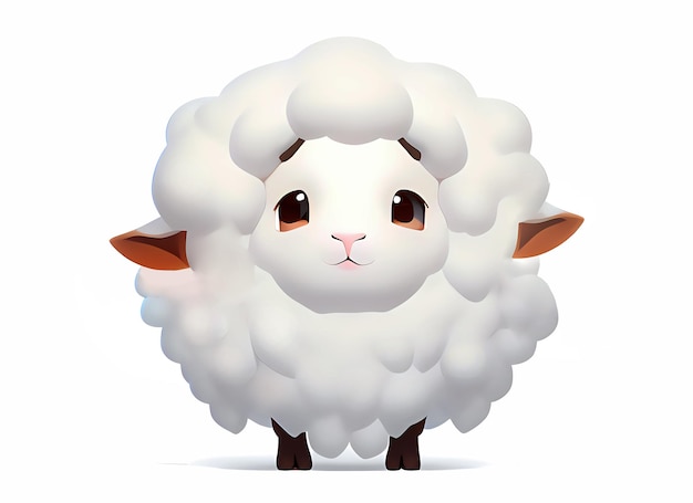 Cute little sheep lamb character isolated on white background AI