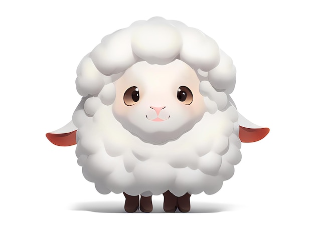 Cute little sheep lamb character isolated on white background AI