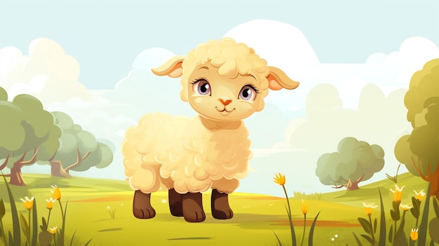 a cute little Sheep in vector style