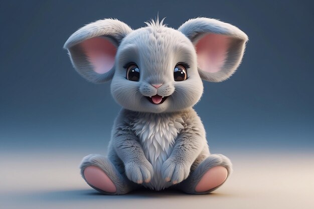 Photo cute little smiling rabbit generative ai