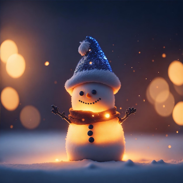 a cute little snowman with hat