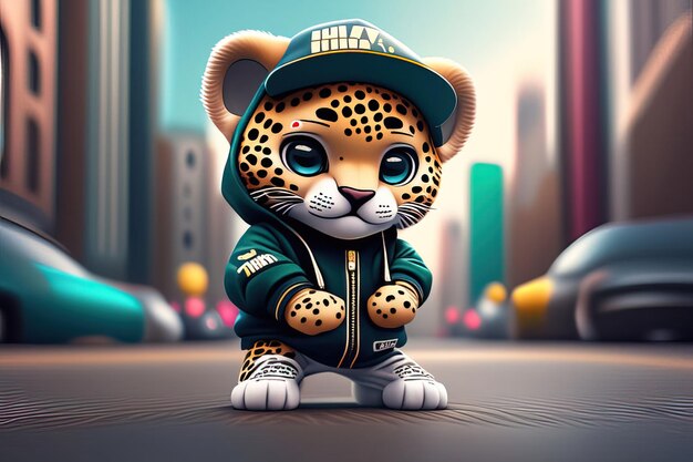 cute little tiger in casual clothes
