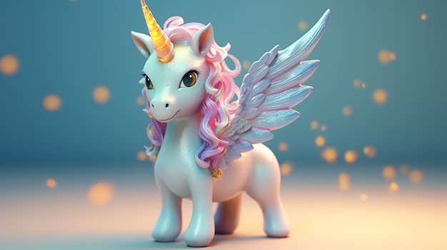 cute little unicorn with wings with generative AI