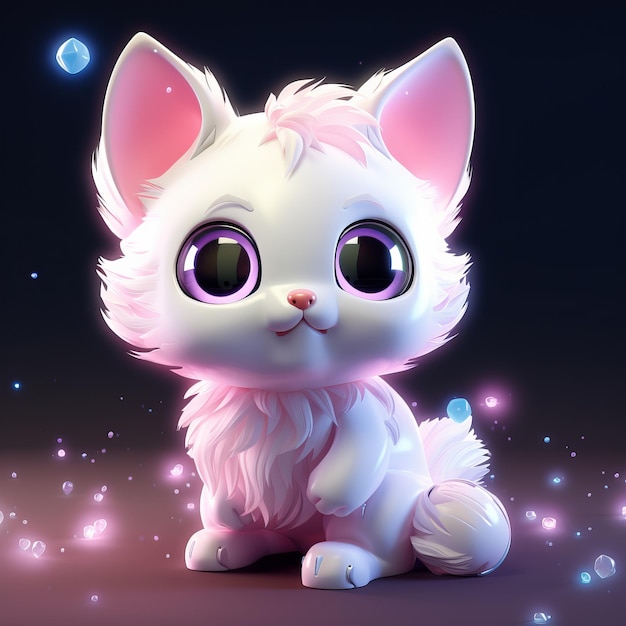 a cute little white cat with pink eyes