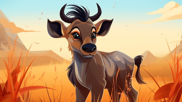 a cute little Wildebeest in vector style