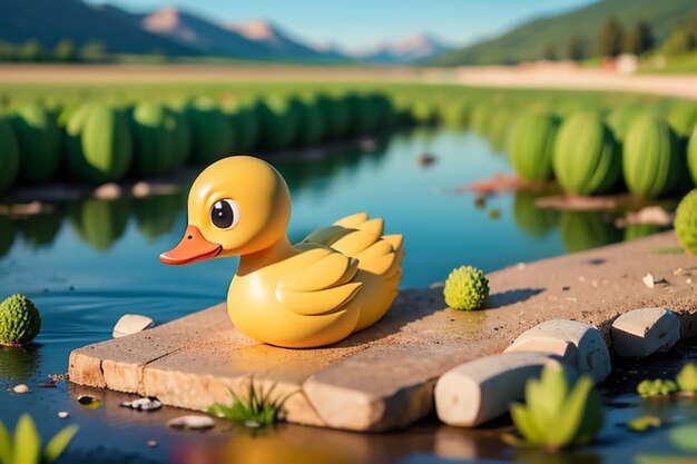 Cute little yellow duck poultry pet duck wallpaper background outdoor weather sunny