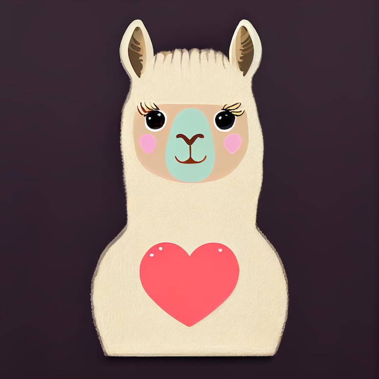 Photo cute llama or alpaca couple in love with hearts 3d render cartoon illustration
