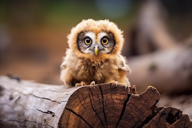 Foto il dolce e solitario cucciolo di gufo