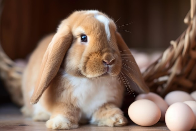 Cute lop eared easter bunny generative ai