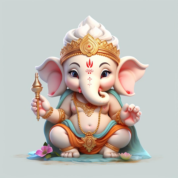 A cute Lord Ganpati white background