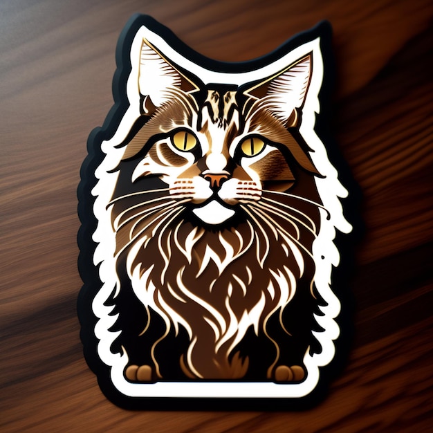 cute mainecoon cat diecut sticker