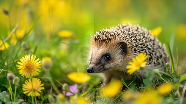 Cute mammal looking at camera in tranquil meadow ai generative