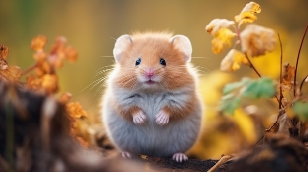 cute mammal in nature small rodent with fluffy fur