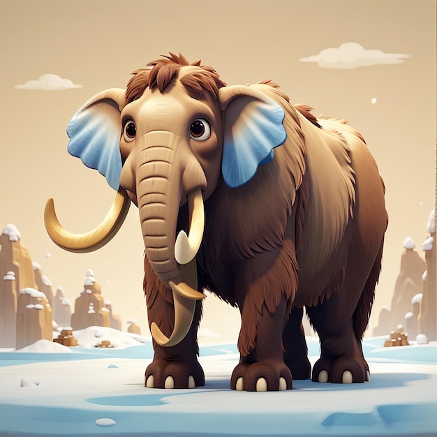 Photo cute mammoth standing cartoon vector icon illustration animal nature icon concept isolated premium vector flat cartoon style