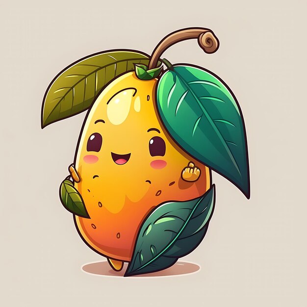 Photo cute mango digital art style colorful cartoon