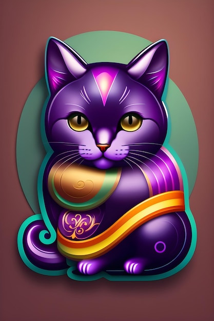 Cute Mardi Gras Cat sticker ai generated