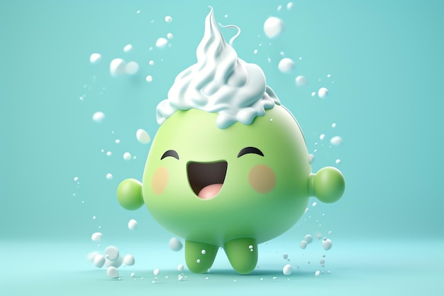 Cute melon ice cream character 3d illustration