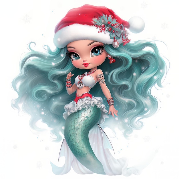Photo cute mermaid charactercute girl illustration