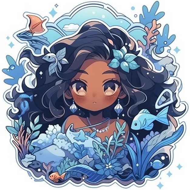 A cute mermaid sticker for kids