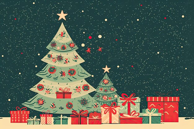 Cute Merry Christmas Card Illustration AI GenerativexA