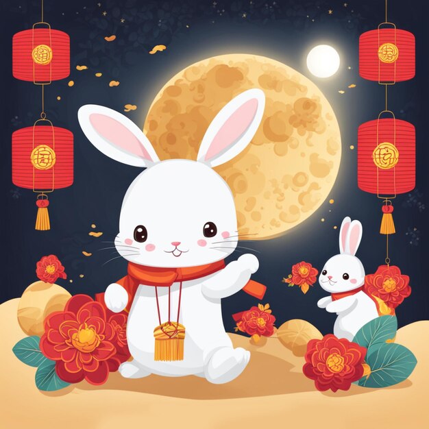 Cute Mid Autumn Festival Poster WITH RABBIT