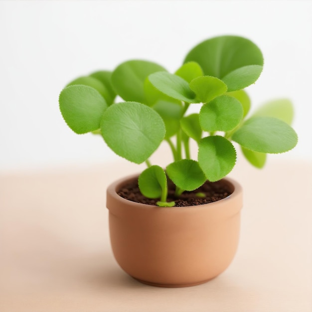 Cute mini Pilea plant in a pot