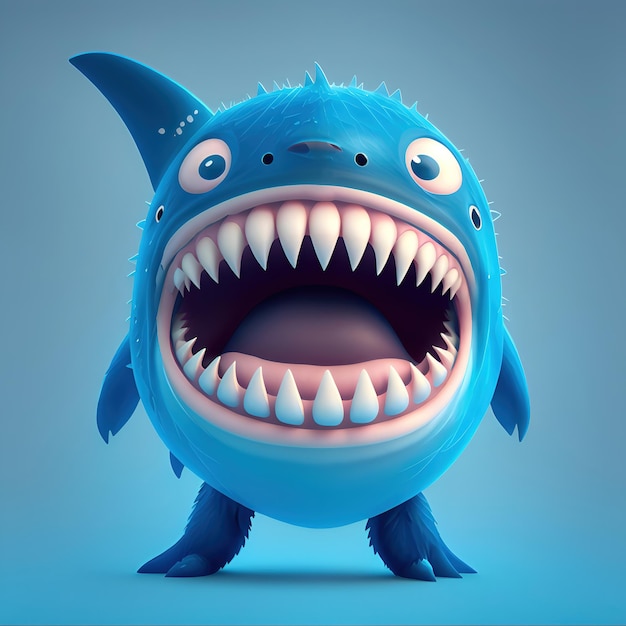 cute mini shark photo 3d pixar style