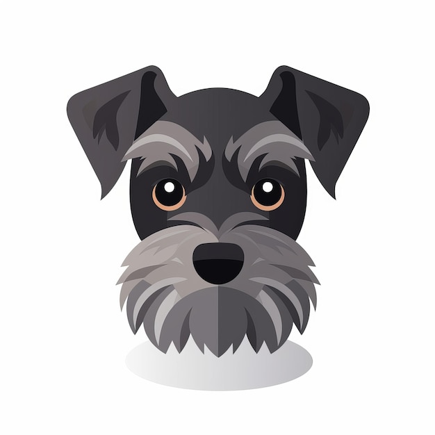 Photo cute miniature schnauzer emoji playful cartoon illustration