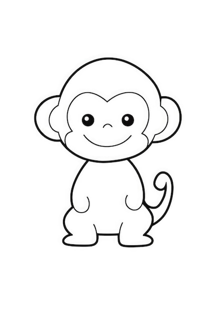 cute monkey coloring page on A4 paper