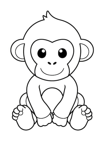 cute monkey coloring page on A4 paper