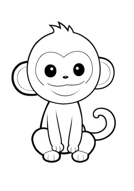 cute monkey coloring page on A4 paper