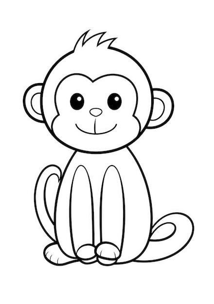 cute monkey coloring page on A4 paper