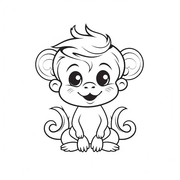 cute monkey coloring page