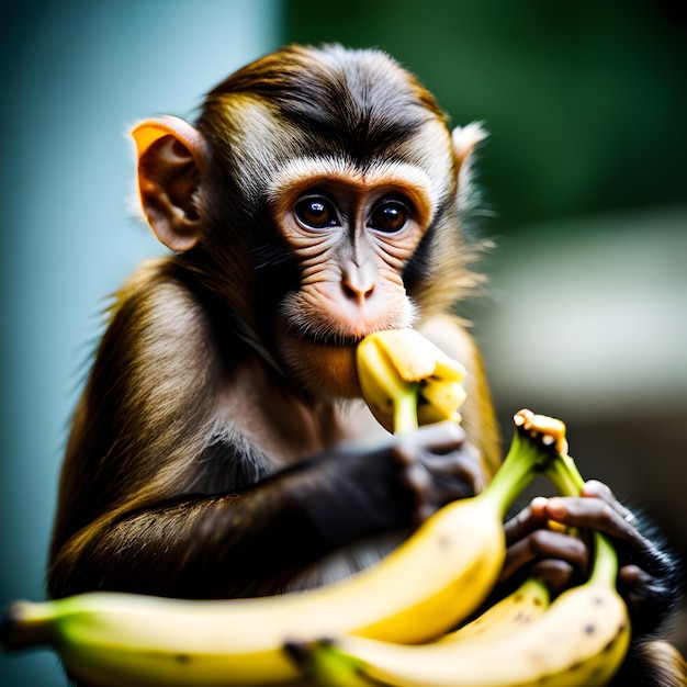 cute monkey eating banana