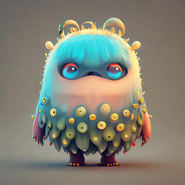 Photo cute monster cartoon character illustration