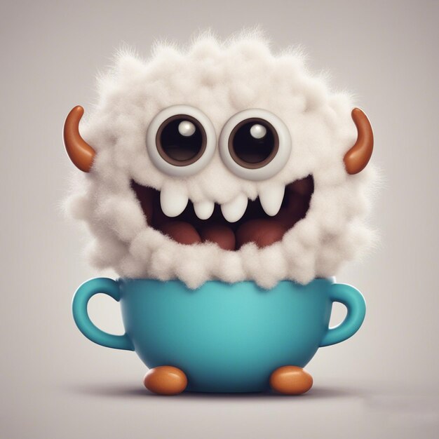 cute monster in a cup