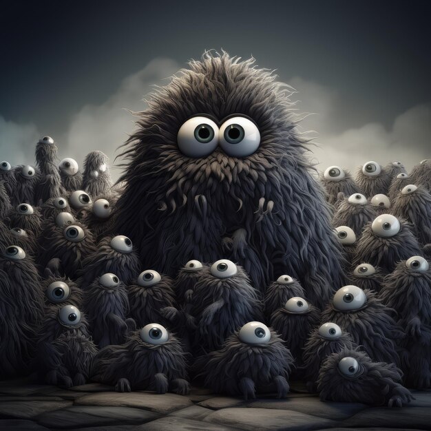 Photo cute monster illustration free photo hd background