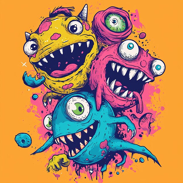 Cute Monster illustration tshirt design