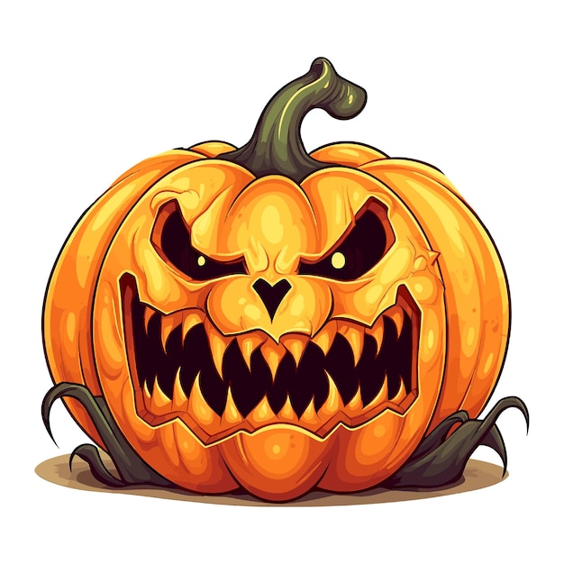 Cute Monster pumpkin Halloween vector illustration and drawn flat Halloween pumpkin illustration