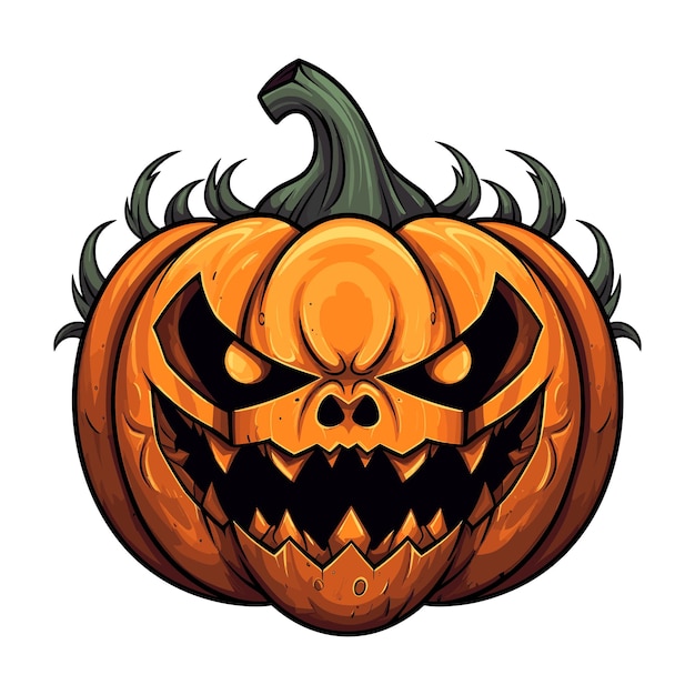 Cute Monster pumpkin Halloween vector illustration and drawn flat Halloween pumpkin illustration