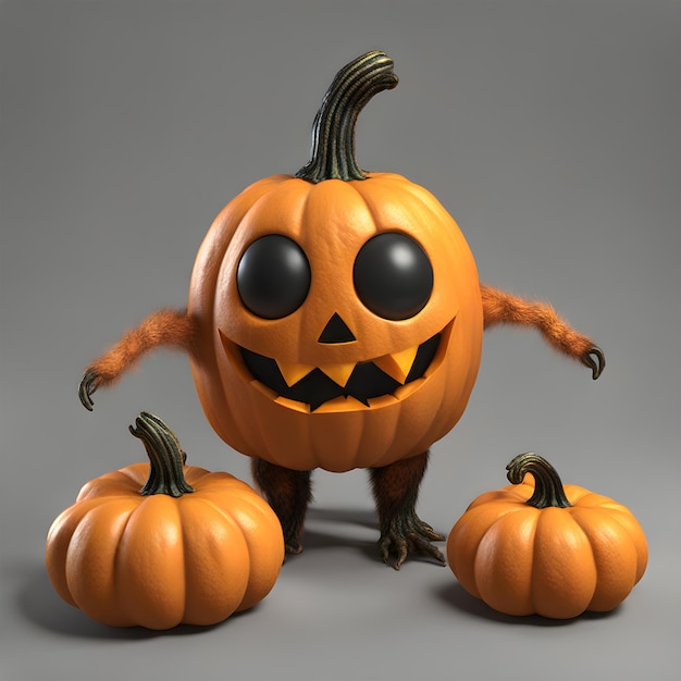 A cute monster pumpkin smooth skin soft fur bright eyes