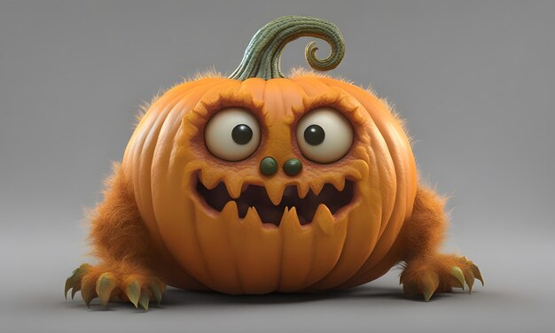 A cute monster pumpkin smooth skin soft fur bright eyes