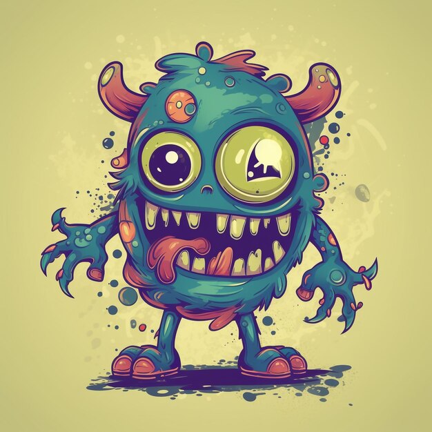 Photo cute monster tshirt vector