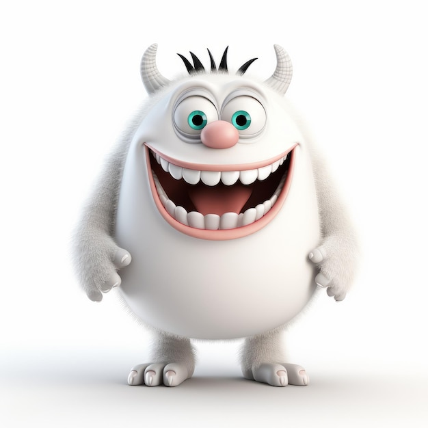 Photo cute monster with big blue eyes high quality ambient occlusion photo