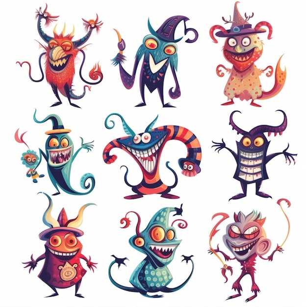 Photo cute monsters set